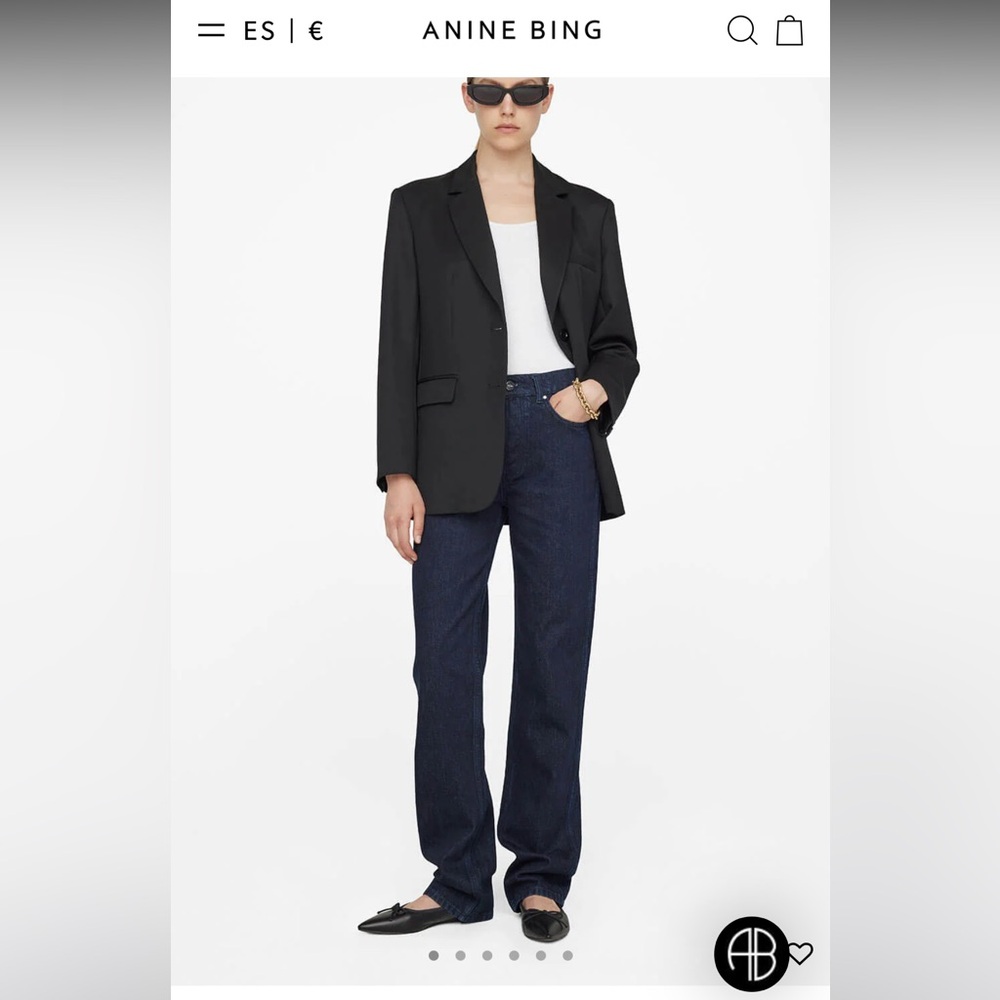 Anine bing dark navy straight leg jeans size 28